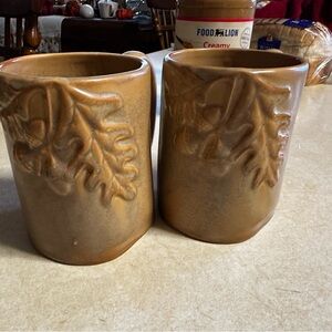 Rustic Oak Leaf Embossed Mugs - Set of 2